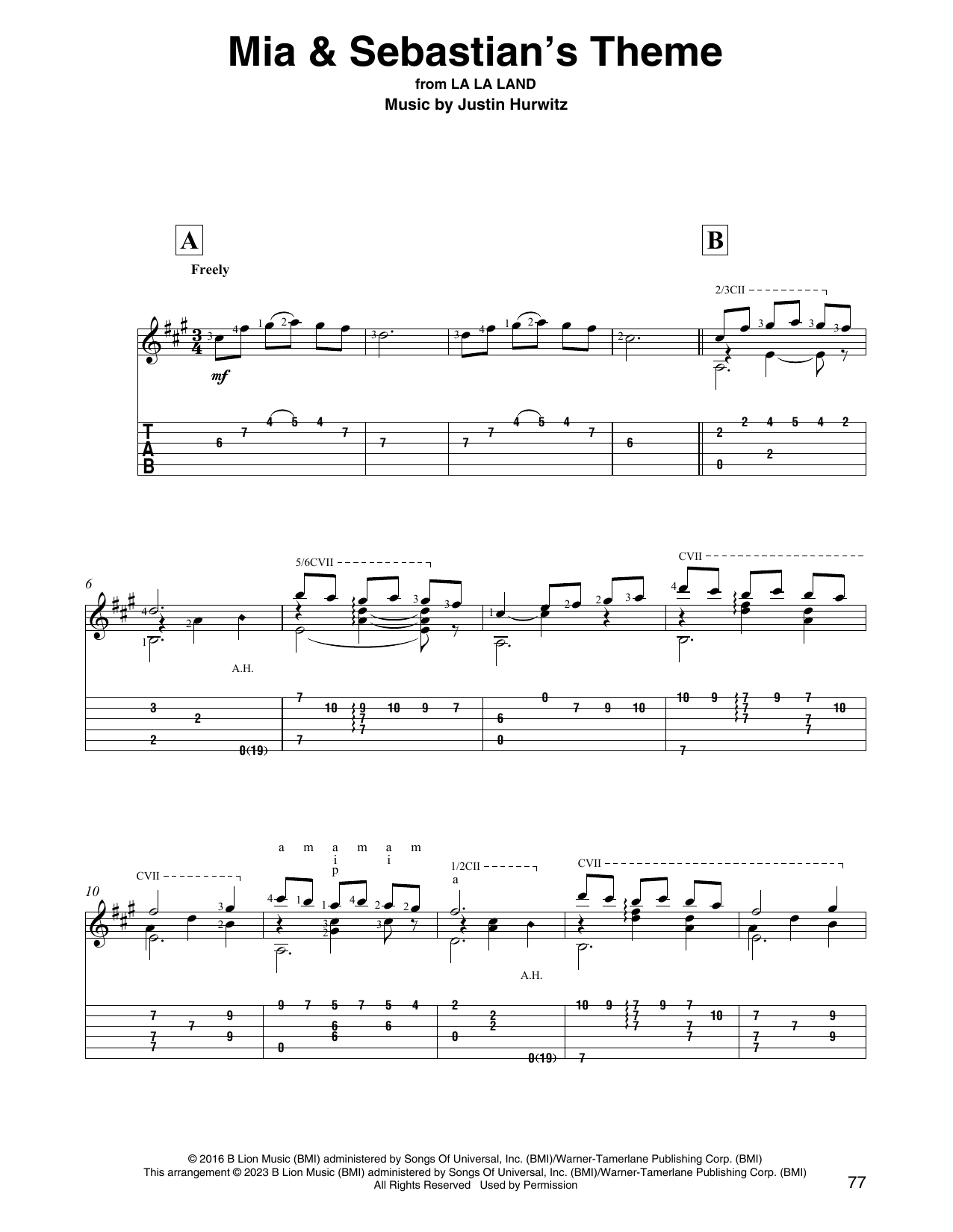 Justin Hurwitz Mia & Sebastian's Theme (from La La Land) Sheet Music