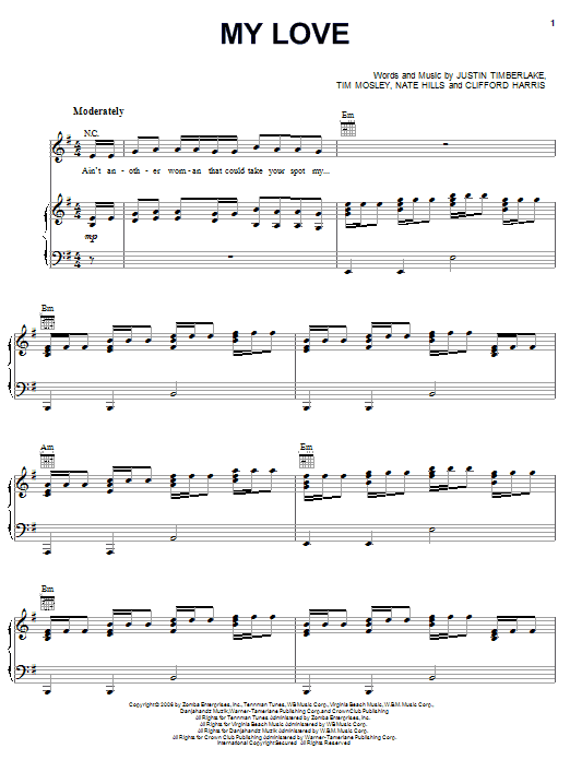 Justin Timberlake featuring T.I. My Love Sheet Music