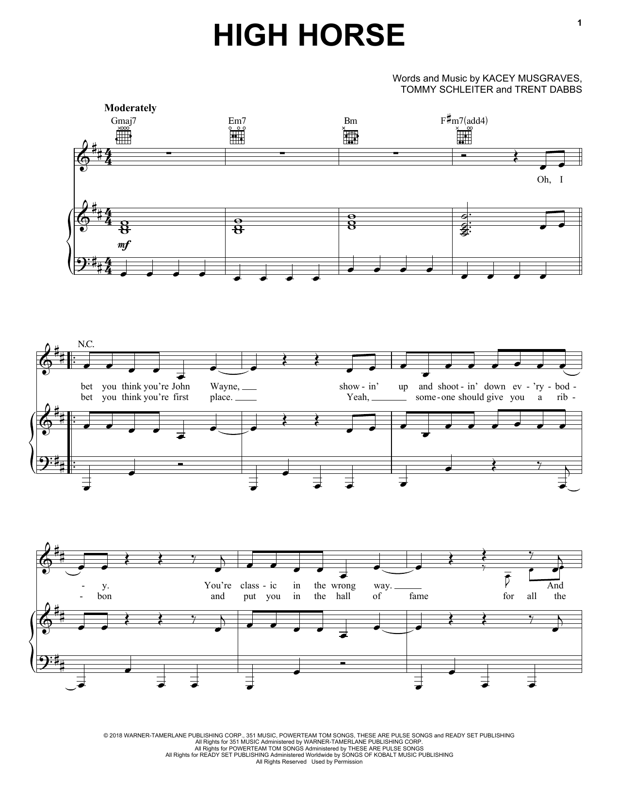 Kacey Musgraves High Horse Sheet Music