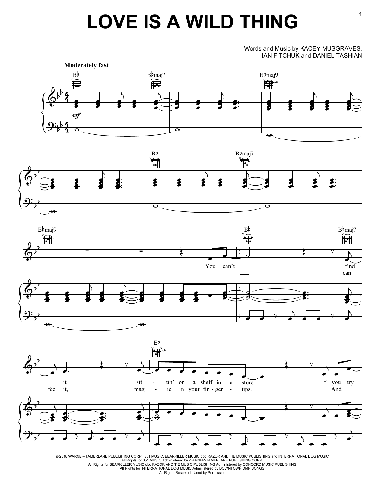 Kacey Musgraves Love Is A Wild Thing Sheet Music