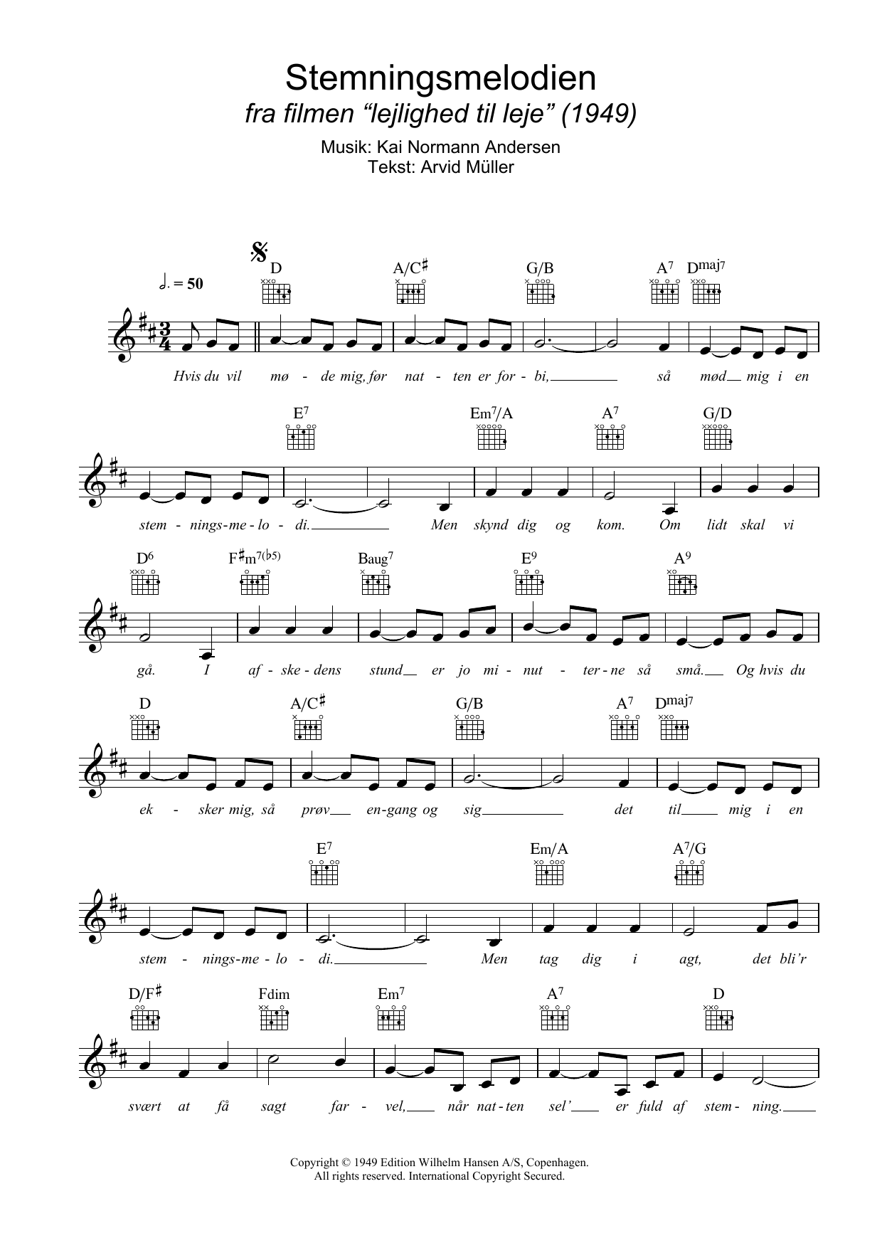 Kai Normann Andersen Stemningsmelodien Sheet Music