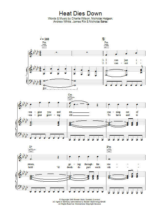 Kaiser Chiefs Heat Dies Down Sheet Music