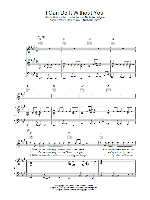 Kaiser Chiefs I Can Do It Without You Sheet Music