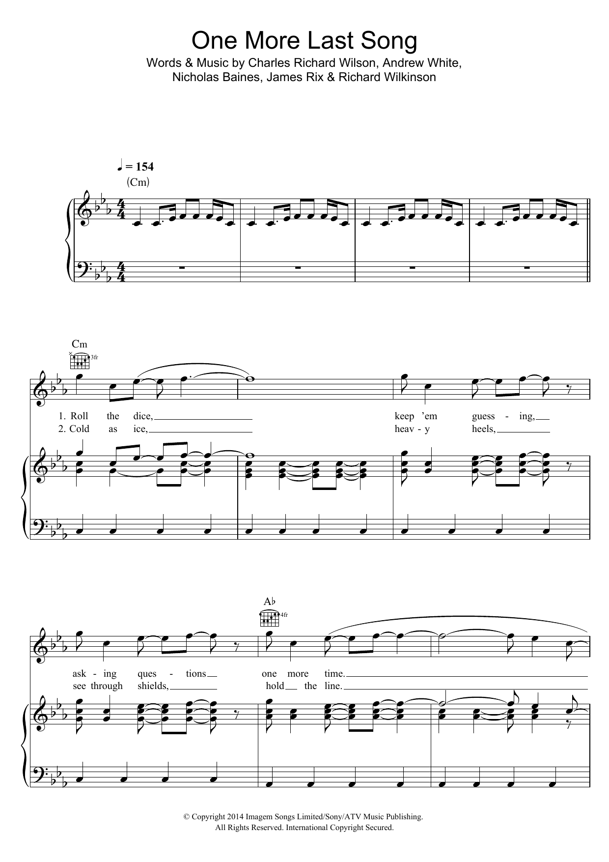 Kaiser Chiefs One More Last Song Sheet Music