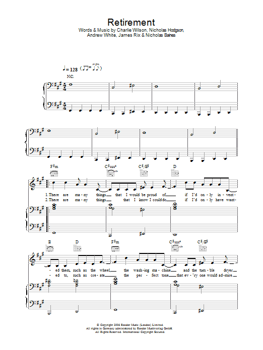 Kaiser Chiefs Retirement Sheet Music