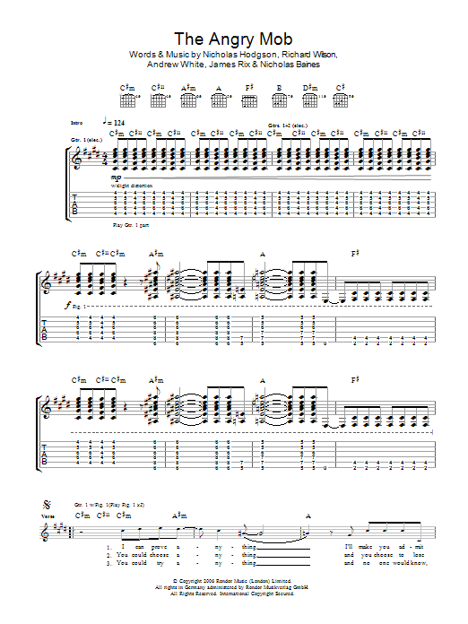 Kaiser Chiefs The Angry Mob Sheet Music