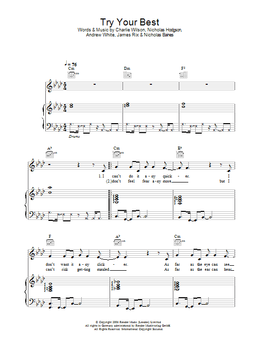 Kaiser Chiefs Try Your Best Sheet Music