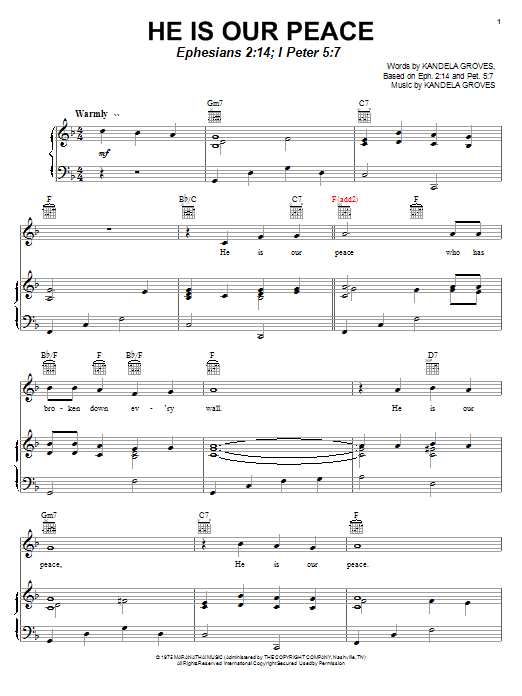 Kandela Groves He Is Our Peace Sheet Music