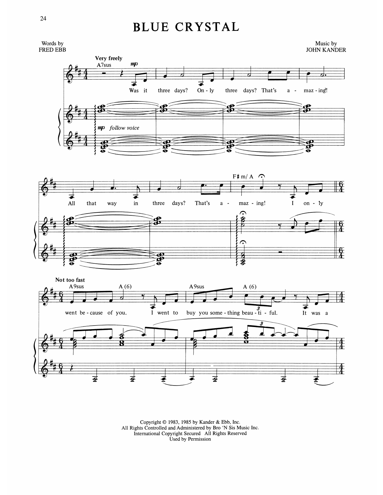 Kander & Ebb Blue Crystal (from The Rink) Sheet Music