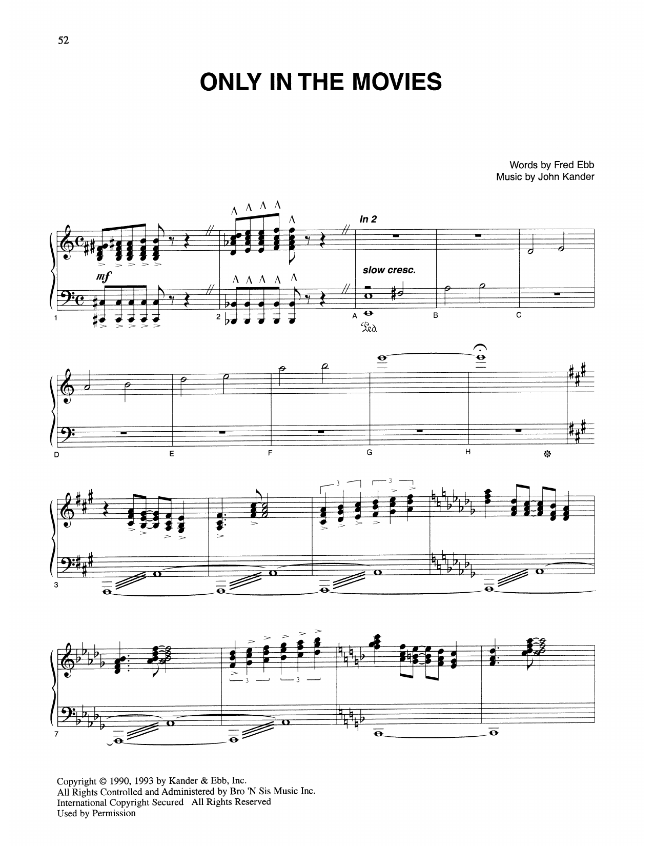 Kander & Ebb Only In The Movies (from Kiss Of The Spider Woman) Sheet Music