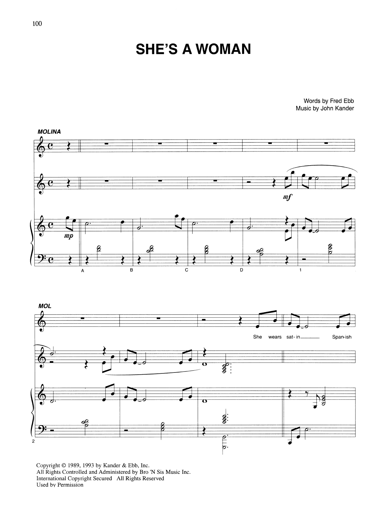 Kander & Ebb She's A Woman (from Kiss Of The Spider Woman) Sheet Music