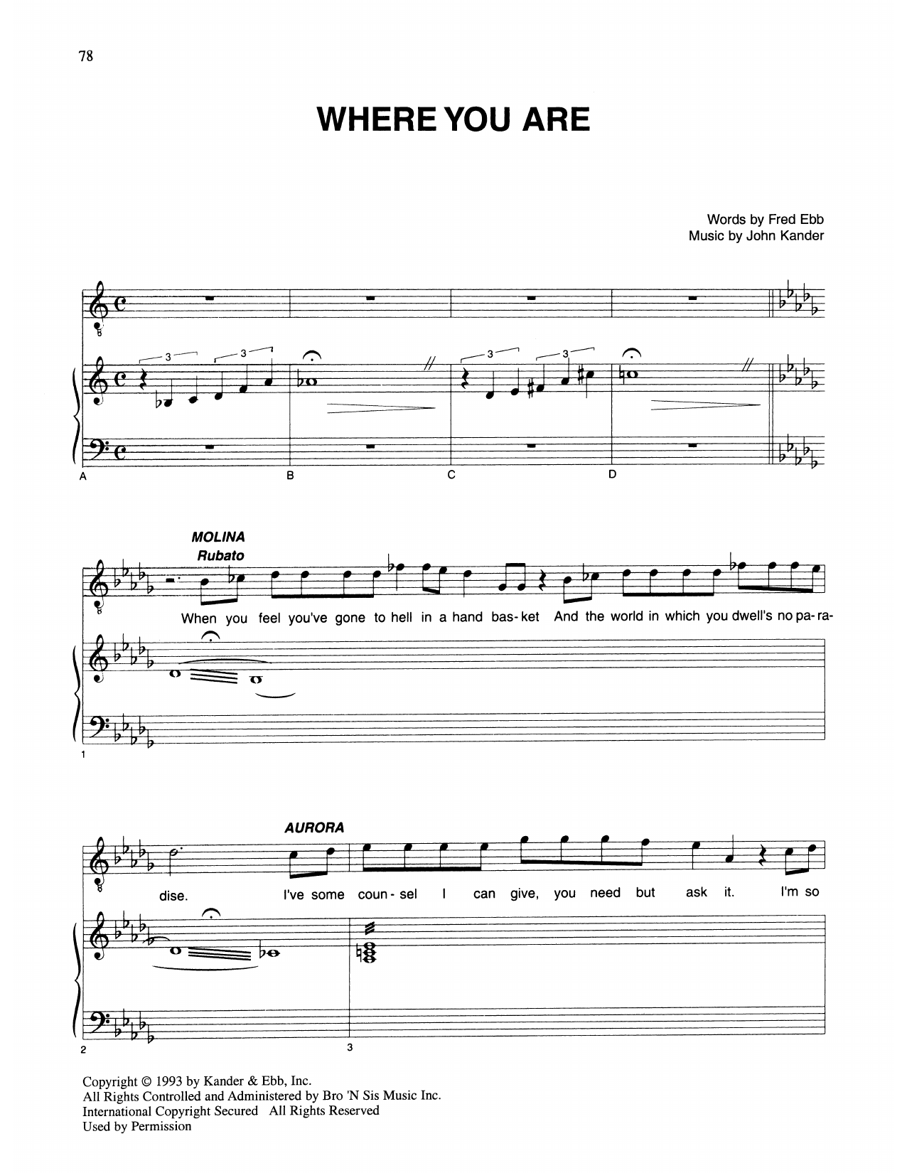 Kander & Ebb Where You Are (from Kiss Of The Spider Woman) Sheet Music