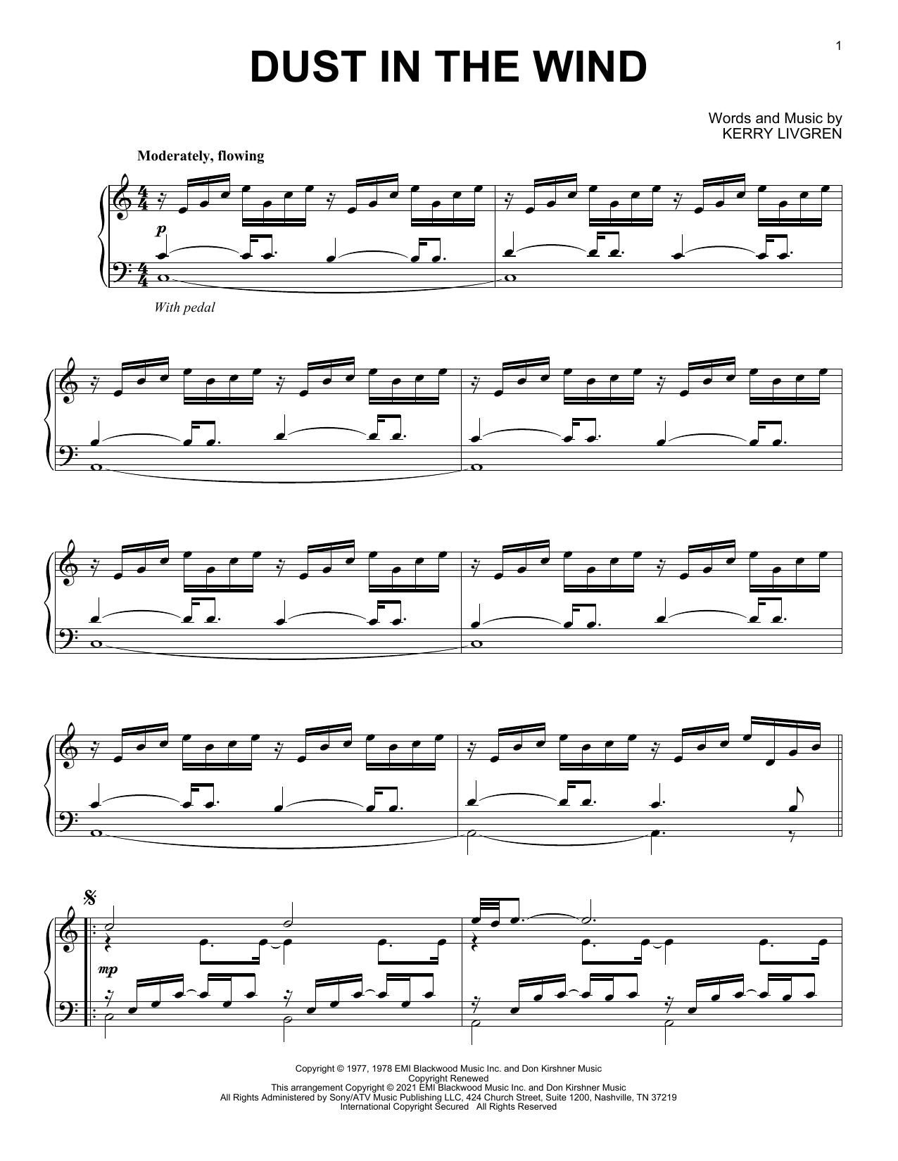 Kansas Dust In The Wind [Classical version] Sheet Music