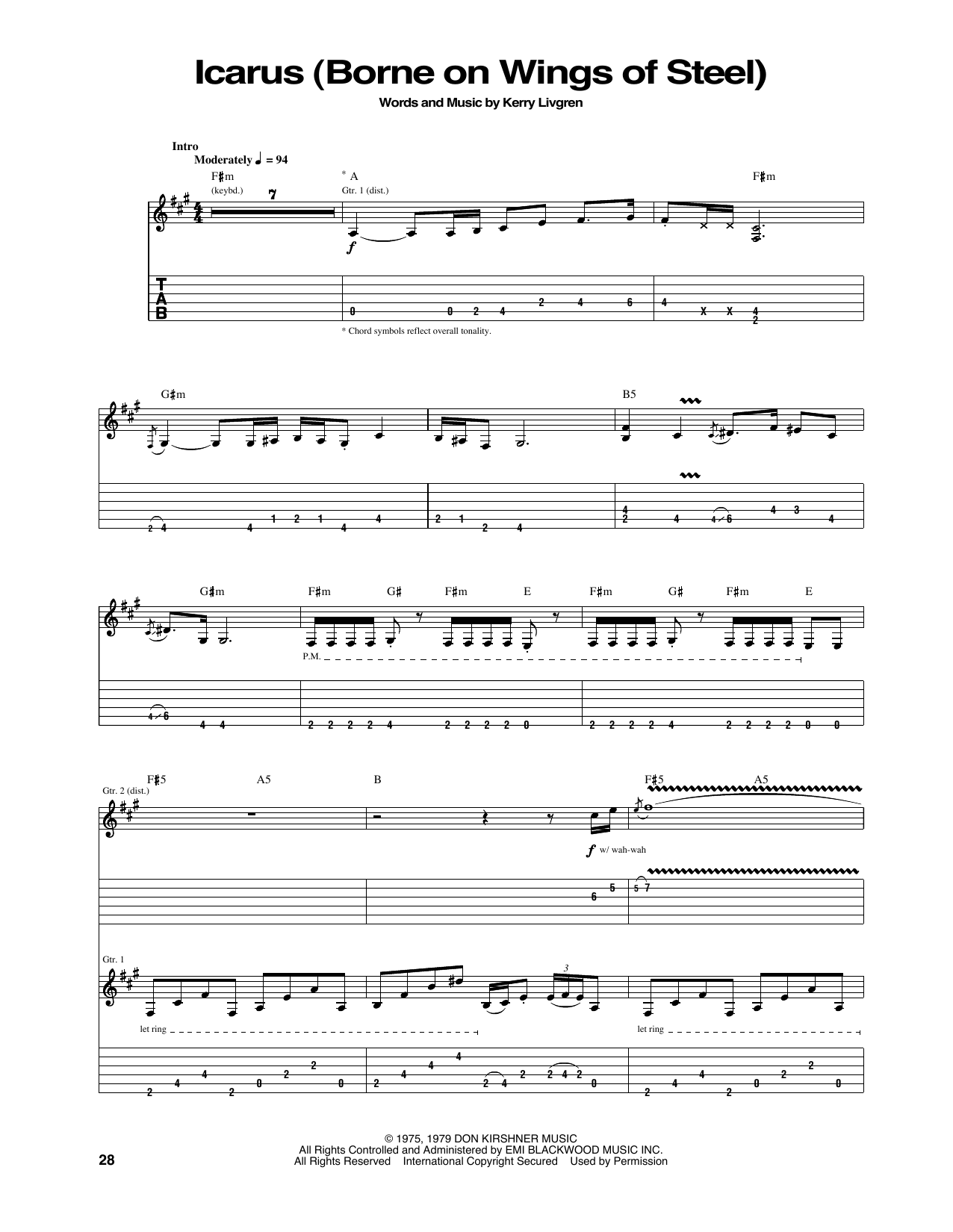 Kansas Icarus (Borne On Wings Of Steel) Sheet Music
