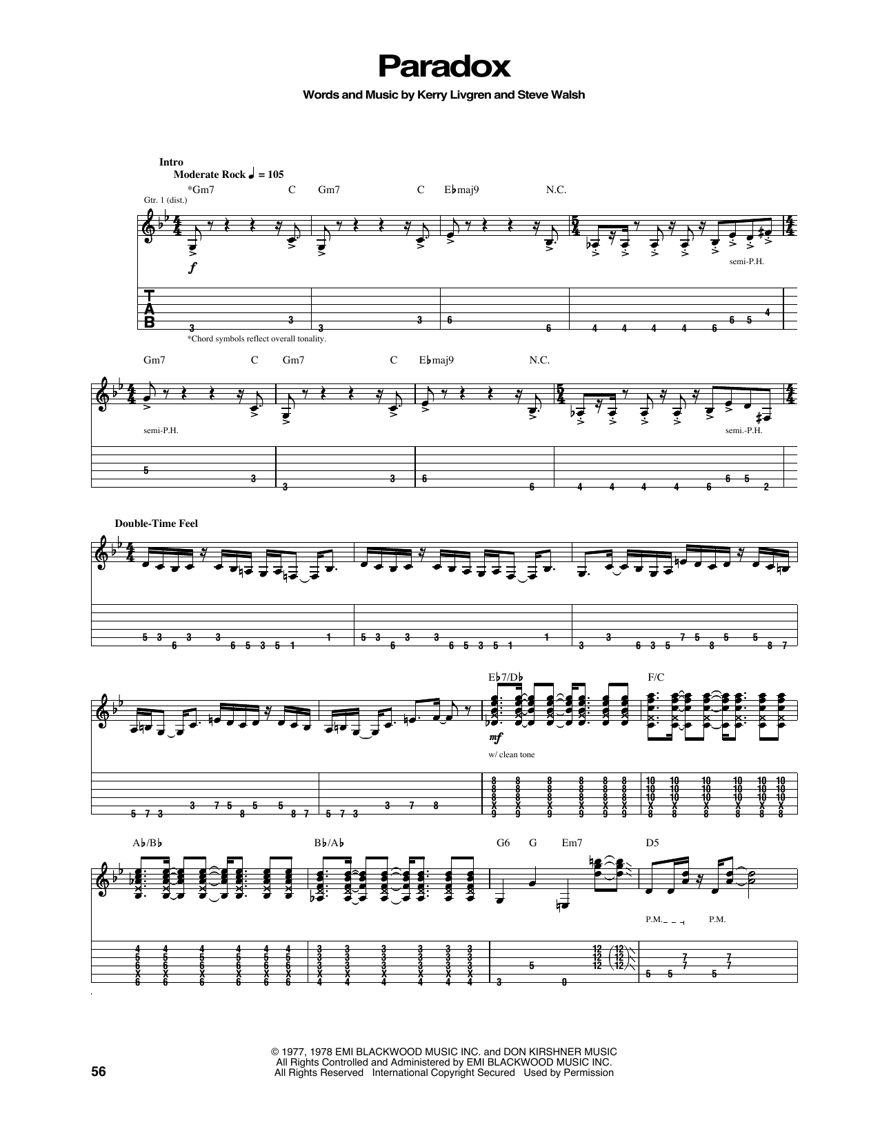 Kansas Paradox Sheet Music