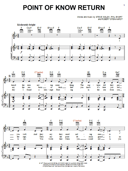 Kansas Point Of Know Return Sheet Music