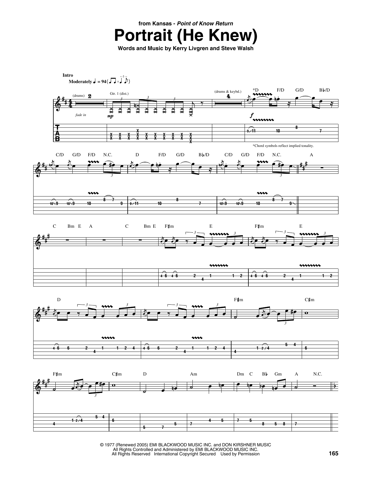 Kansas Portrait (He Knew) Sheet Music