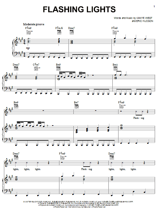 Kanye West Flashing Lights Sheet Music