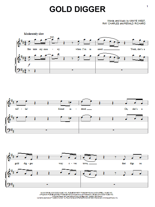 Kanye West Gold Digger Sheet Music