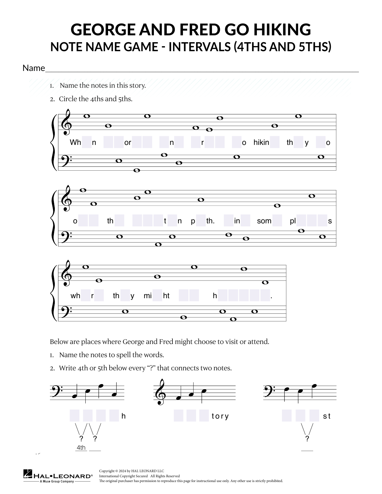 Karen Harrington Intervals - 4ths and 5ths Sheet Music