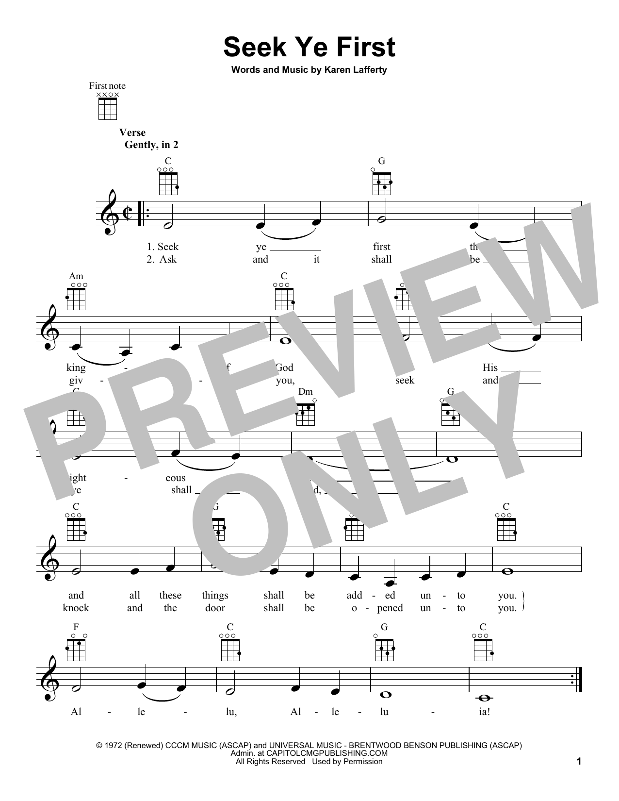 Karen Lafferty Seek Ye First Sheet Music