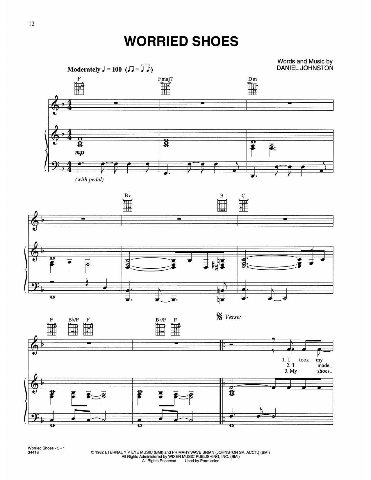Karen O and The Kids Worried Shoes (from Where The Wild Things Are) Sheet Music