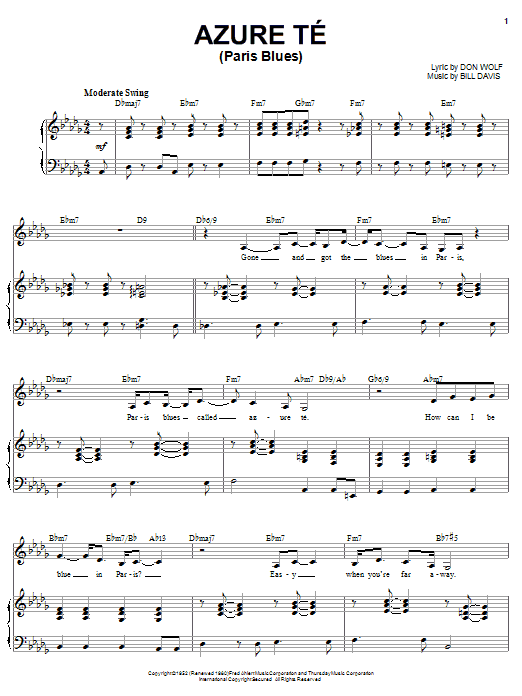 Karrin Allyson Azure-Te (Paris Blues) Sheet Music