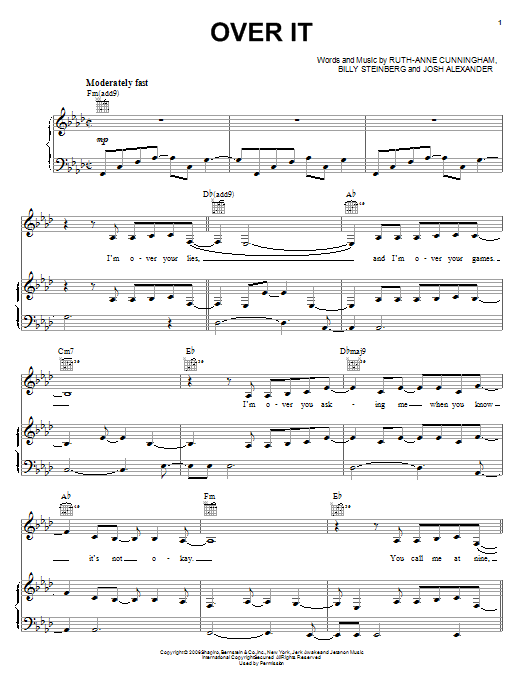 Katharine McPhee Over It Sheet Music