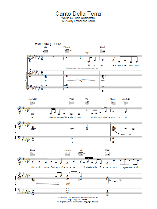 Katherine Jenkins Canto Della Terra Sheet Music