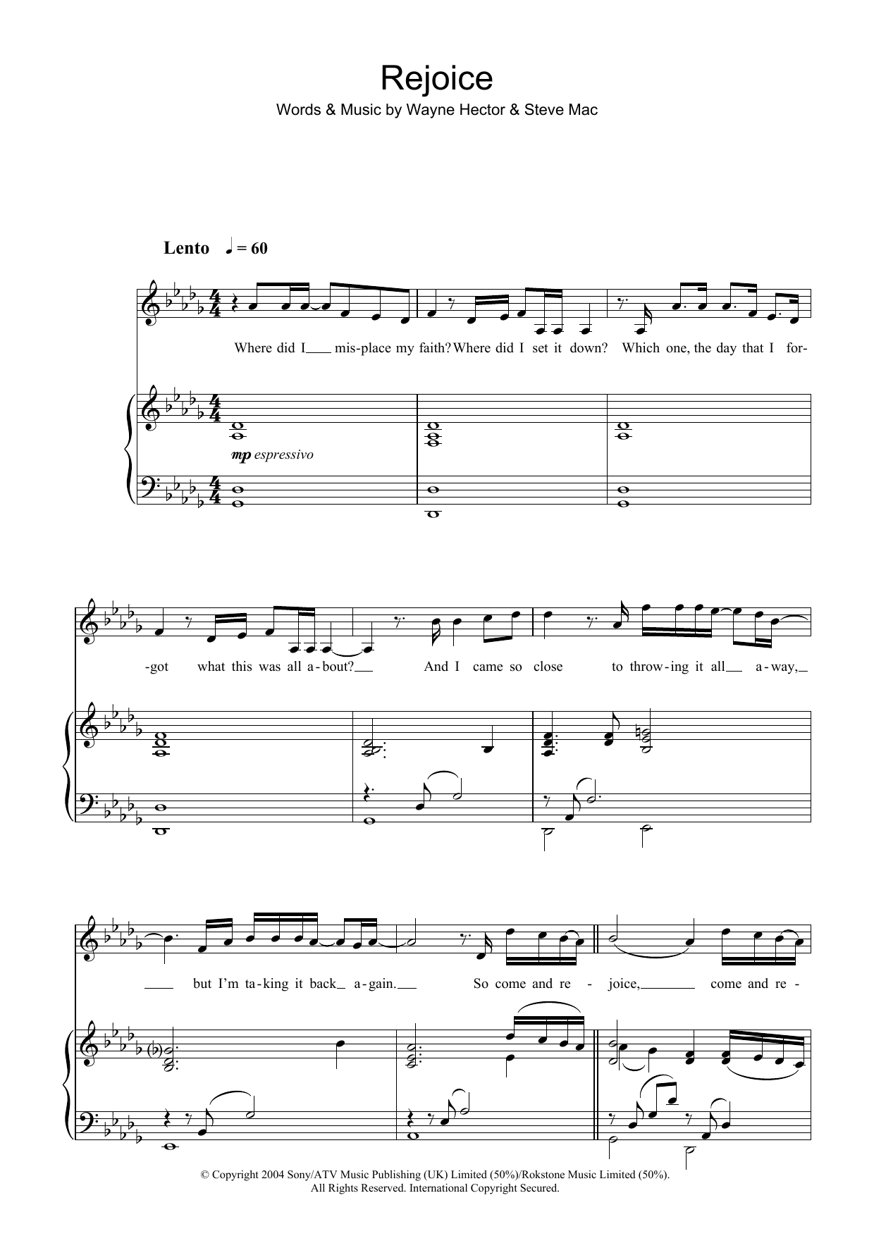 Katherine Jenkins Rejoice Sheet Music