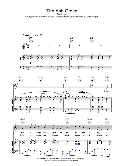 Katherine Jenkins The Ash Grove Sheet Music