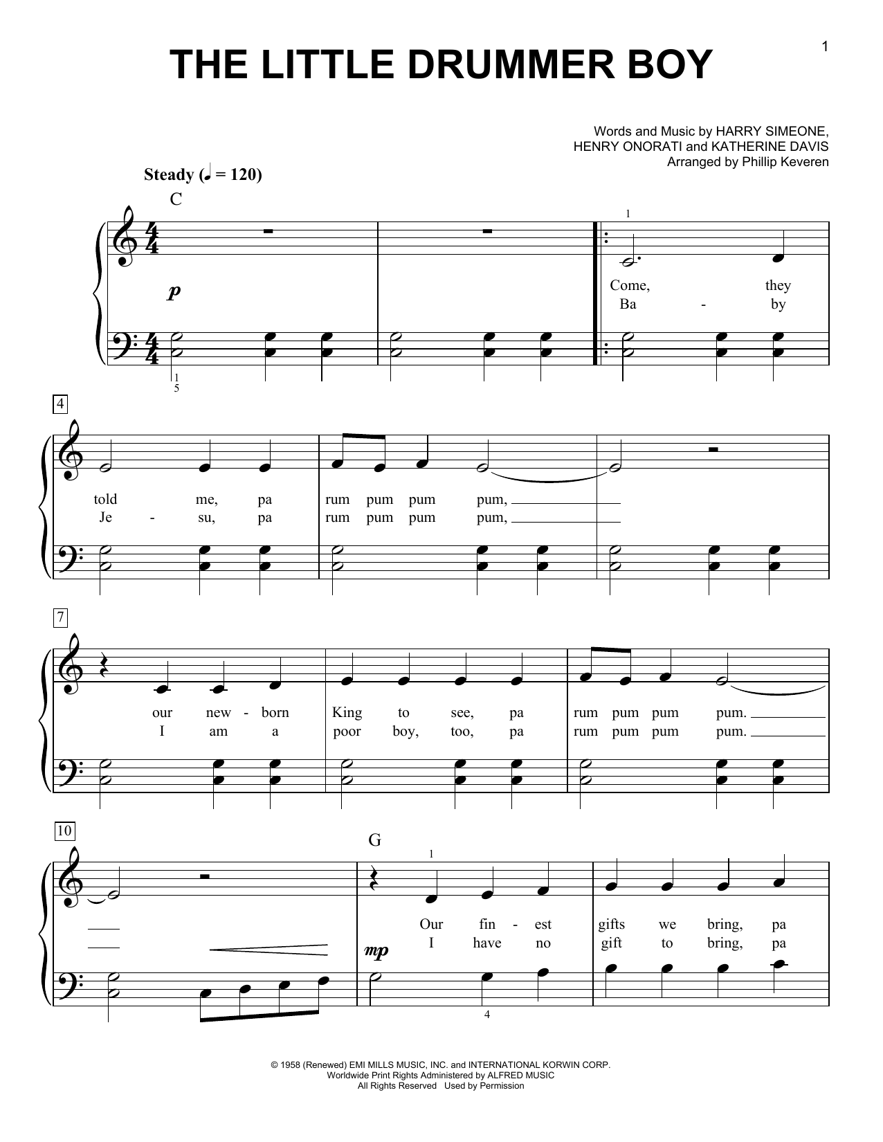 Katherine Davis The Little Drummer Boy (arr. Phillip Keveren) Sheet Music