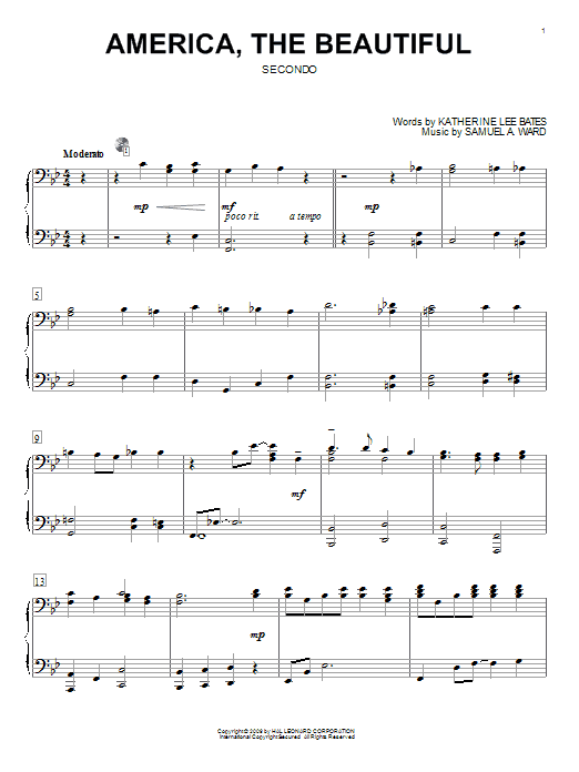 Katherine Lee Bates America, The Beautiful Sheet Music
