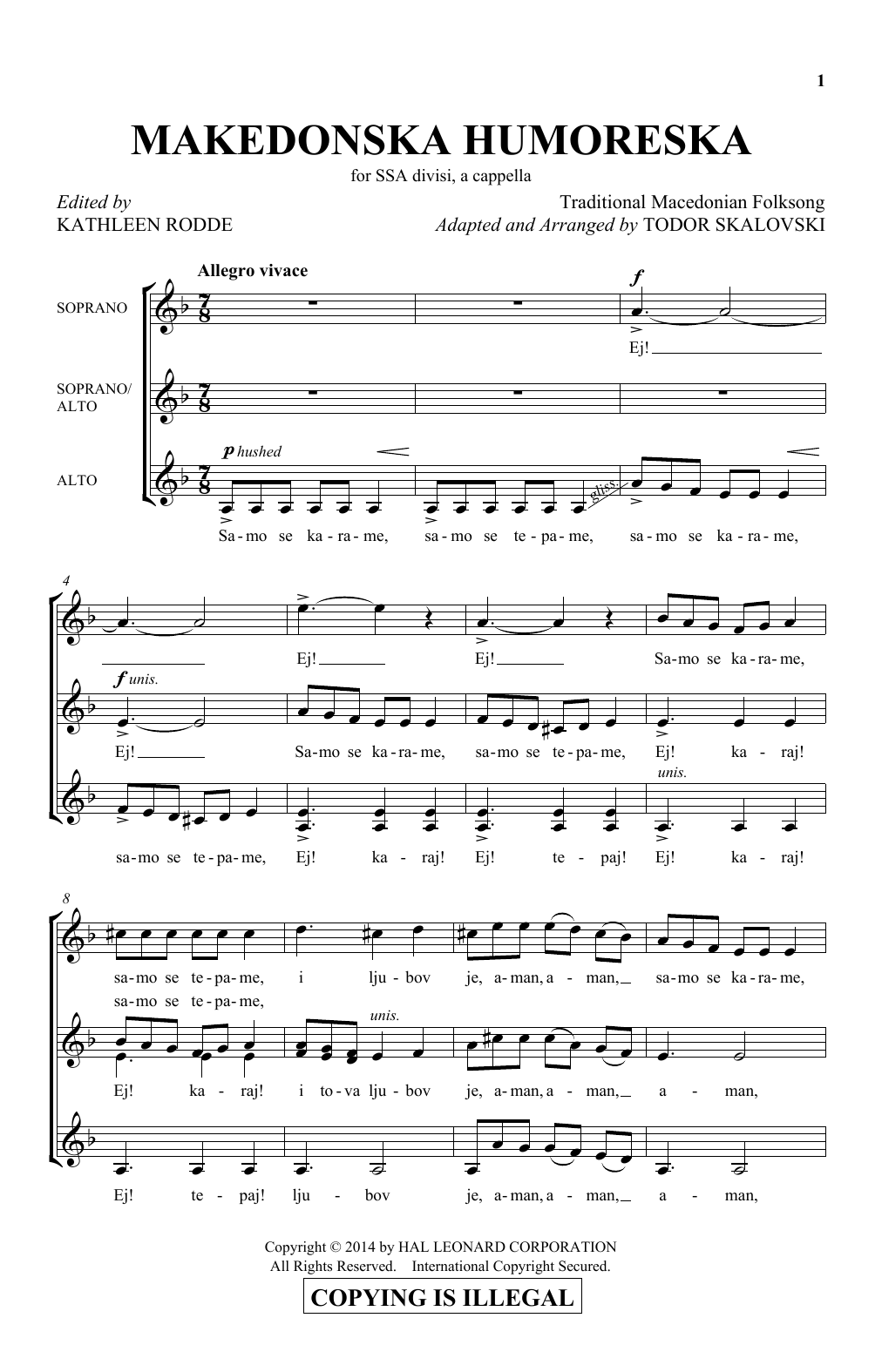 Kathleen Rodde Makedonska Humoreska Sheet Music