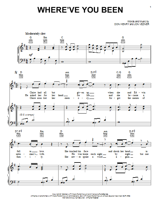Kathy Mattea Where've You Been Sheet Music