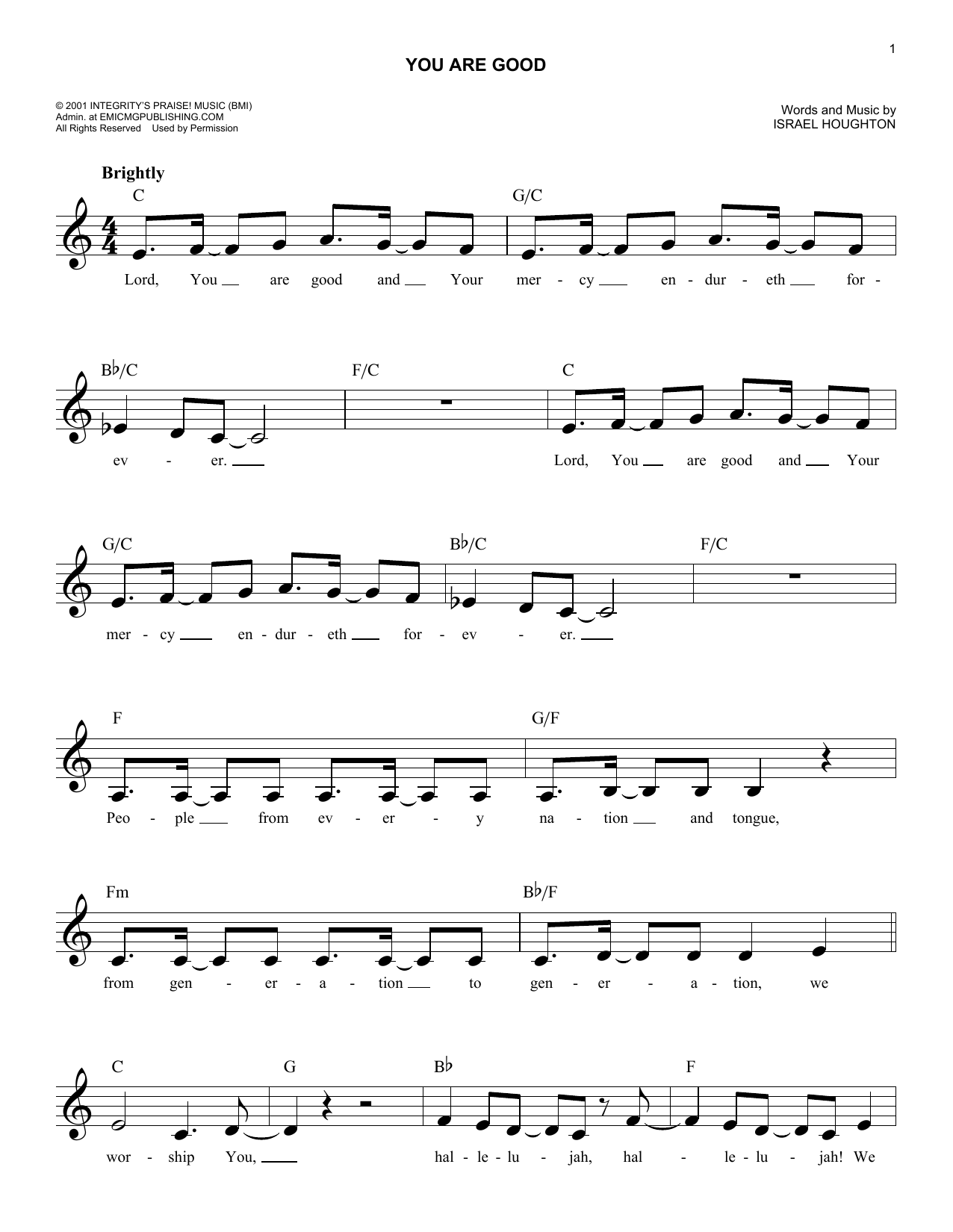 Katinas You Are Good Sheet Music