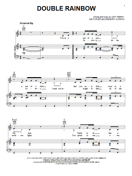 Katy Perry Double Rainbow Sheet Music