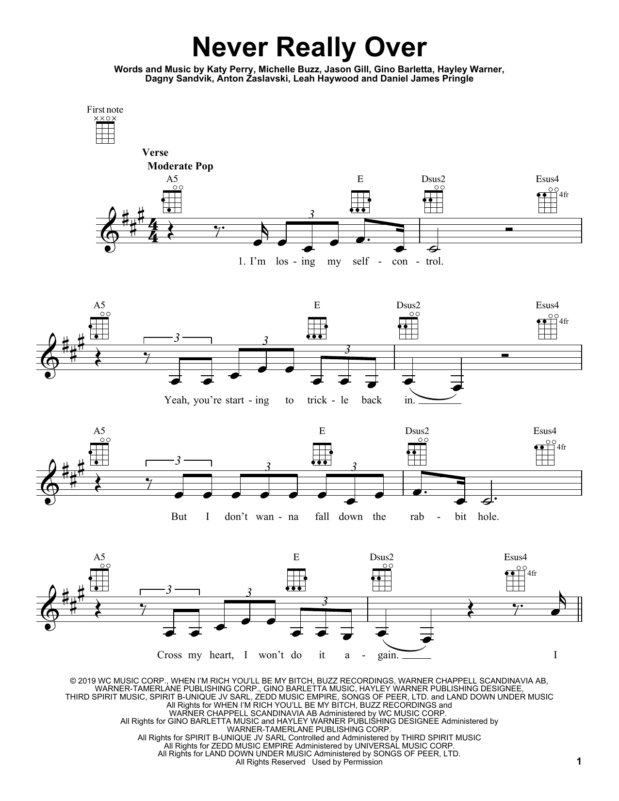 Katy Perry Never Really Over Sheet Music