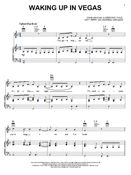 Katy Perry Waking Up In Vegas Sheet Music