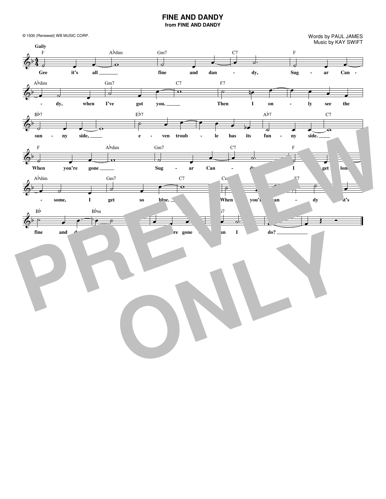 Kay Swift Fine And Dandy Sheet Music