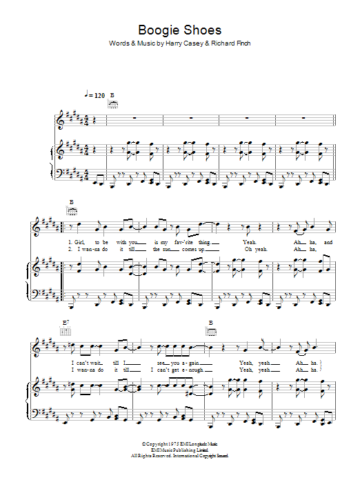 KC & The Sunshine Band Boogie Shoes Sheet Music