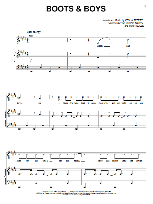 Ke$ha Boots & Boys Sheet Music