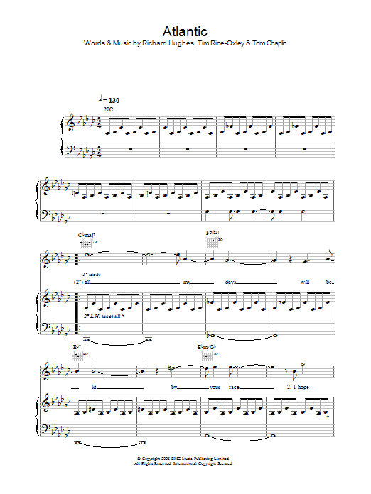 Keane Atlantic Sheet Music