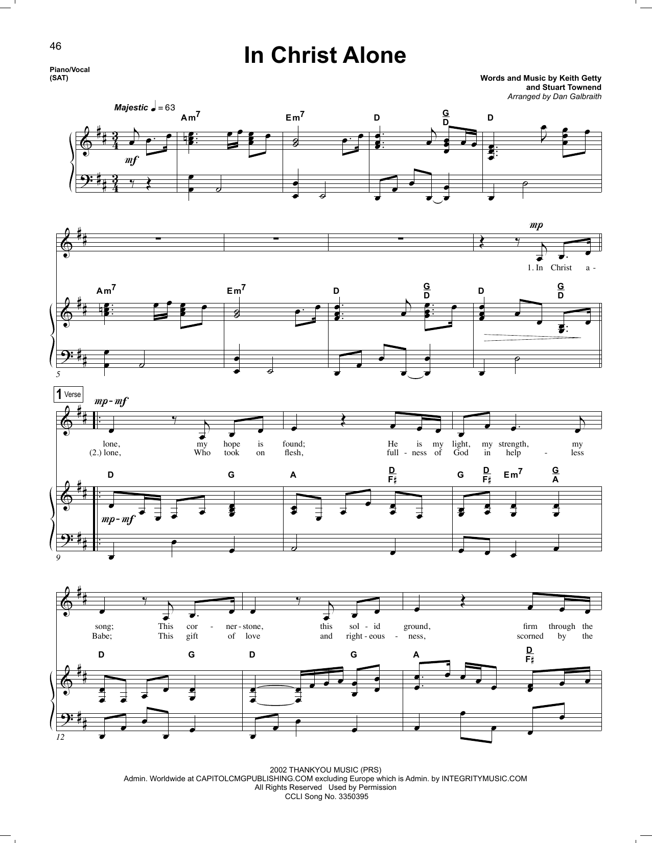 Keith & Kristyn Getty In Christ Alone (arr. Dan Galbraith) Sheet Music