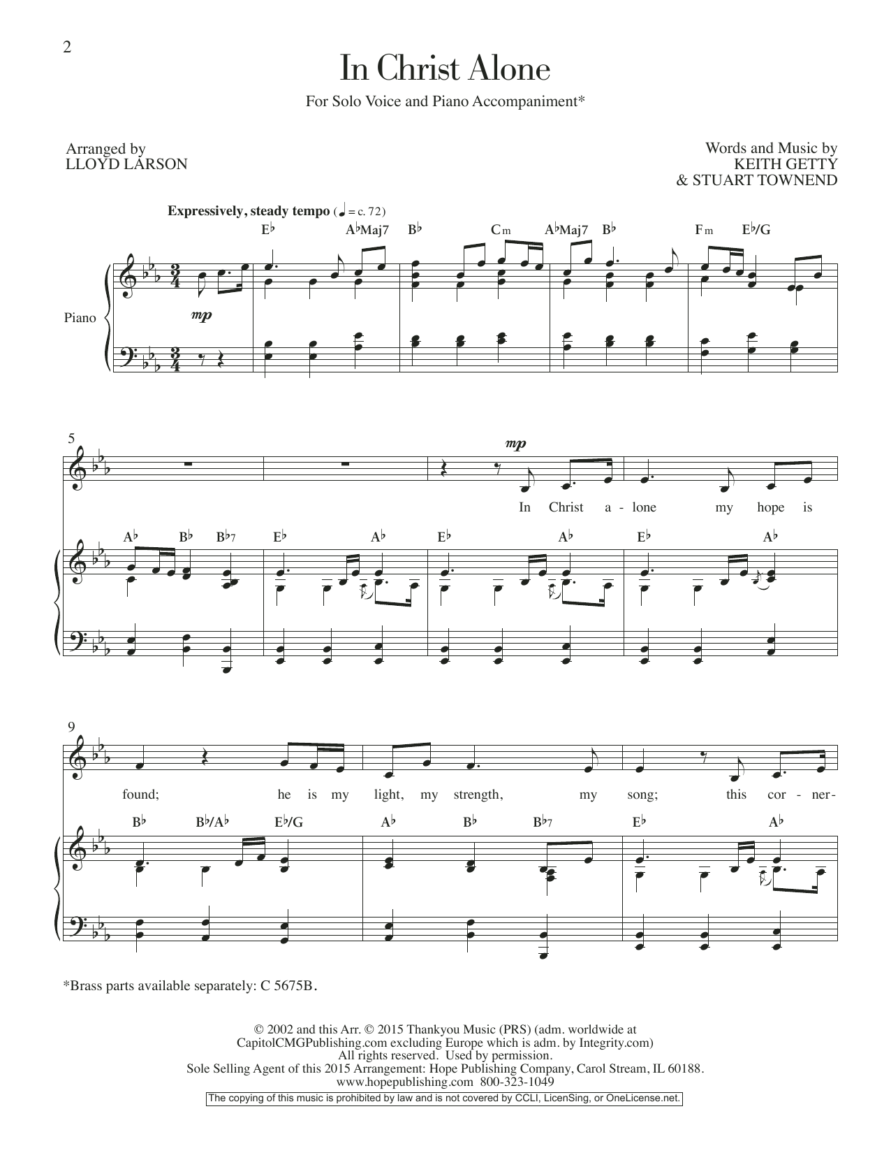 Keith & Kristyn Getty In Christ Alone (arr. Lloyd Larson) Sheet Music
