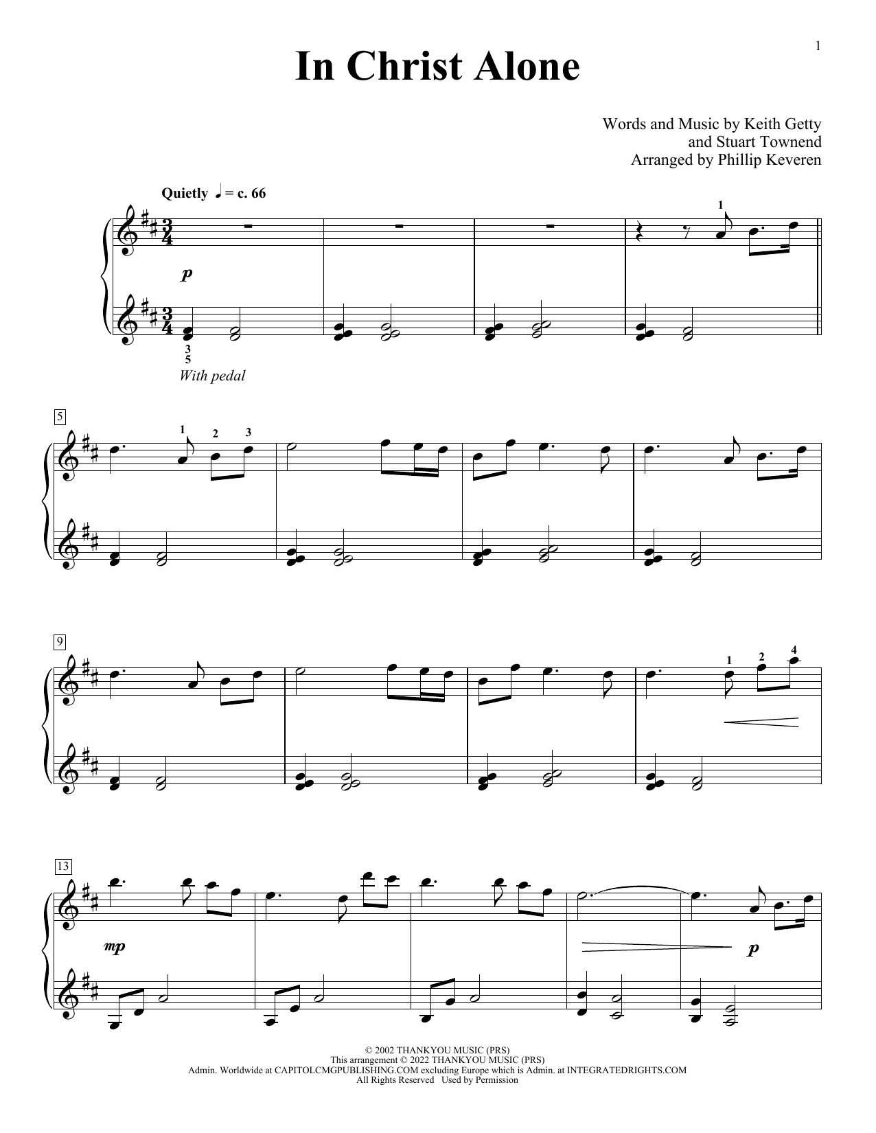 Keith & Kristyn Getty In Christ Alone (arr. Phillip Keveren) Sheet Music