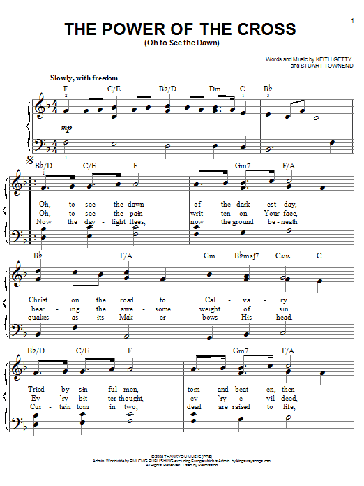 Keith & Kristyn Getty The Power Of The Cross (Oh To See The Dawn) Sheet Music