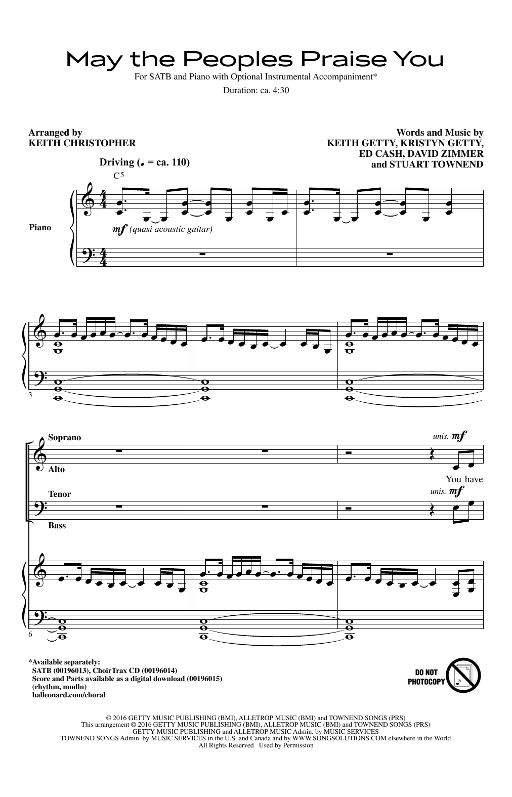 Keith Christopher May The Peoples Praise You Sheet Music