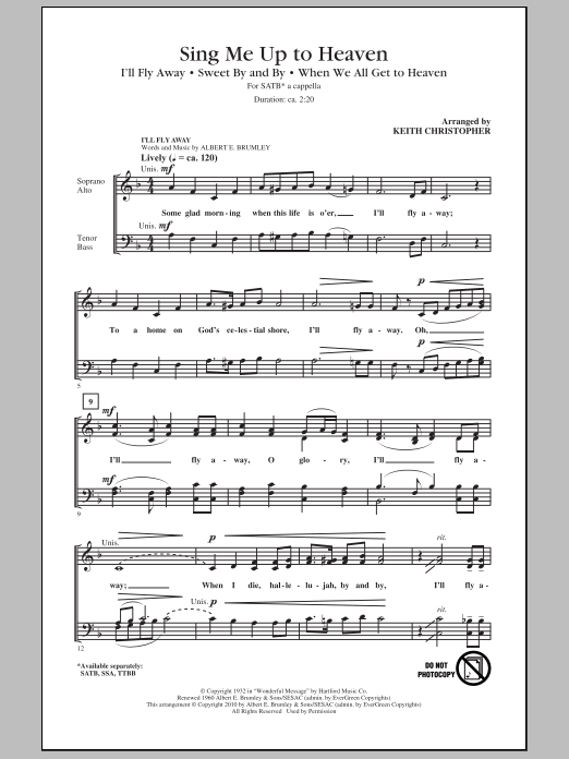 Keith Christopher Sing Me Up To Heaven (Medley) Sheet Music
