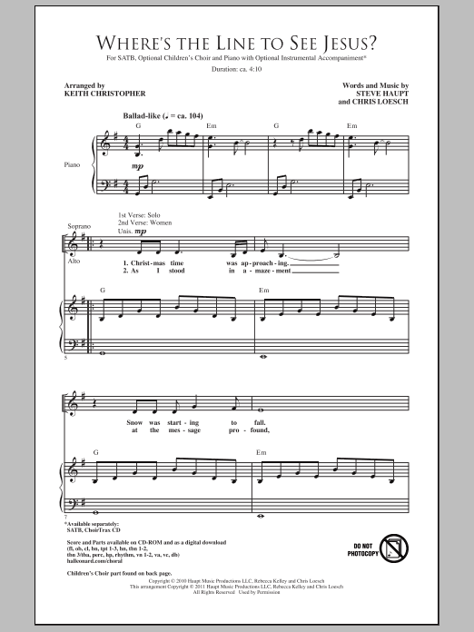 Keith Christopher Where's The Line To See Jesus? Sheet Music